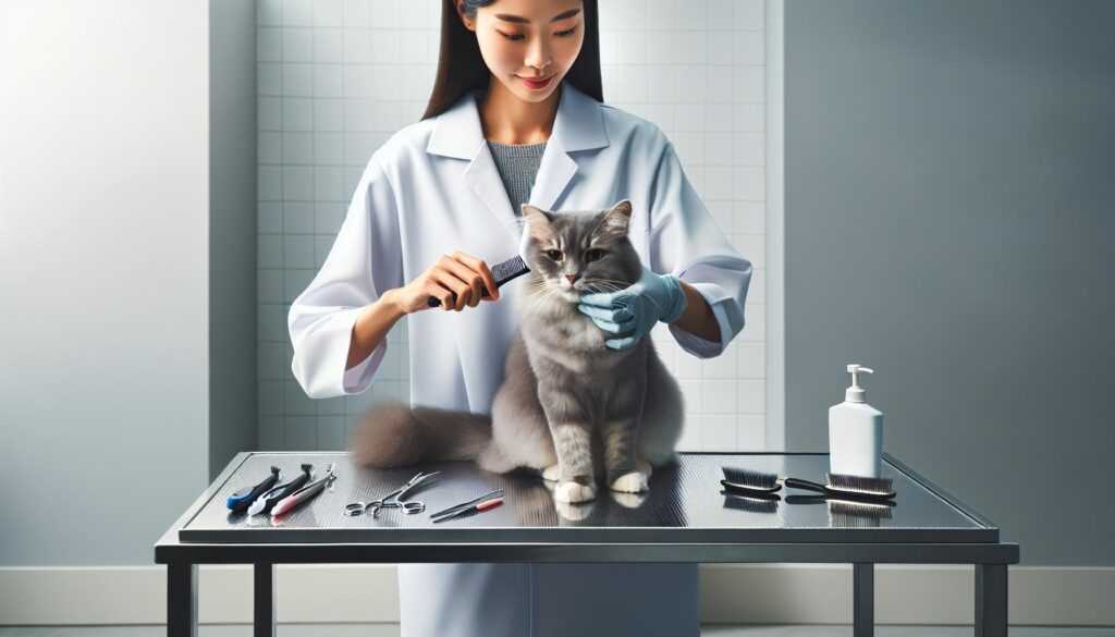 a vet treating a cat