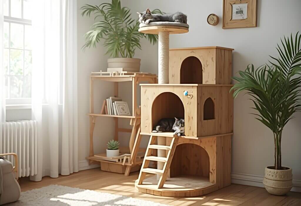 cat tree with high scratching post 