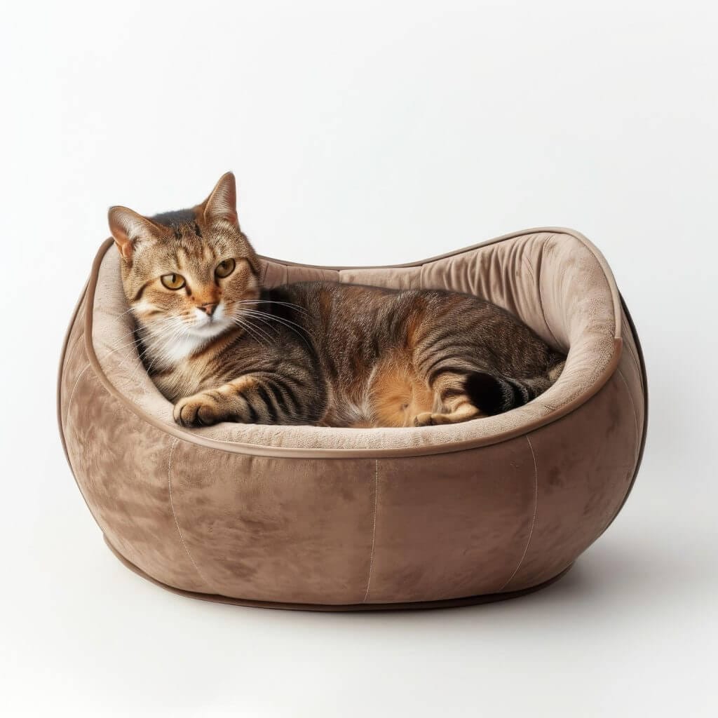 cat laying in a heated cat bed